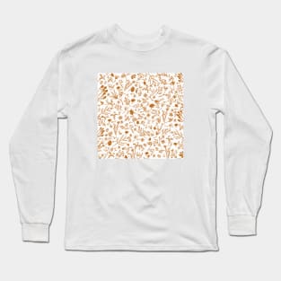 Botanical-Pattern, set, Orange, 3, botanic, nature, botanical, floral, flowers, floral-pattern, leaves, plants, minimalist, garden, jungle, leaf, exotic, tropical, flower, boho, cacti, succulent, digital, graphic-design, pattern, Long Sleeve T-Shirt